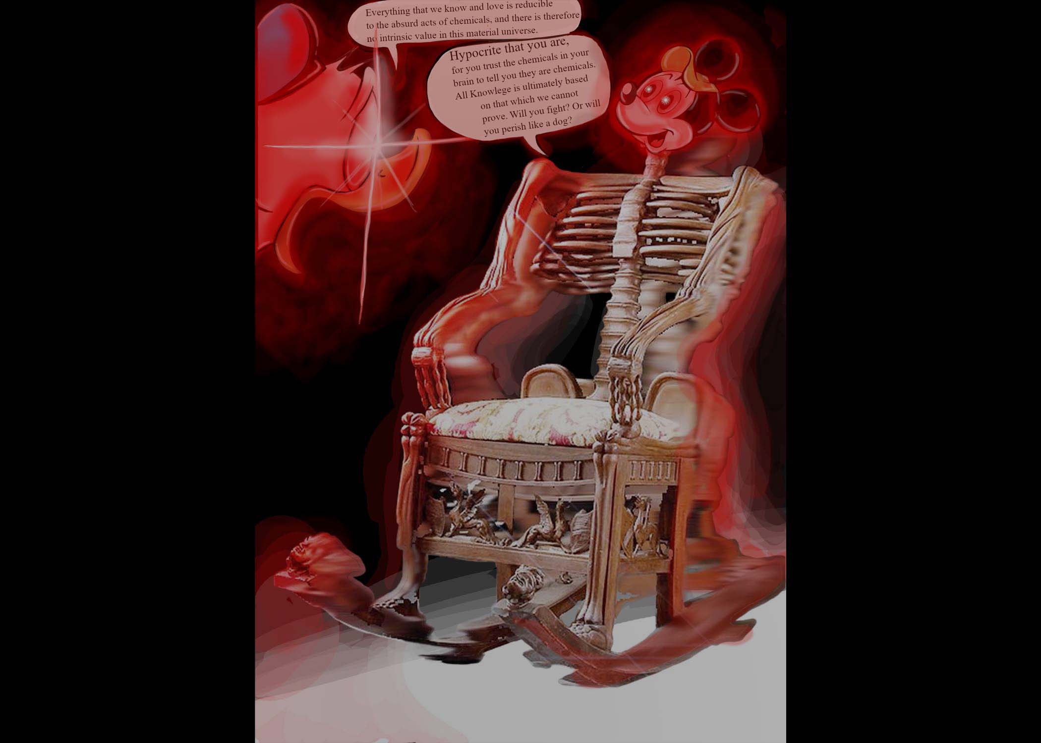 skeleton chair and existential Mickey mash-up