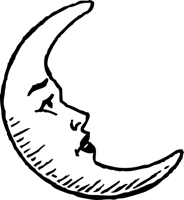 profile of the moon with a human face